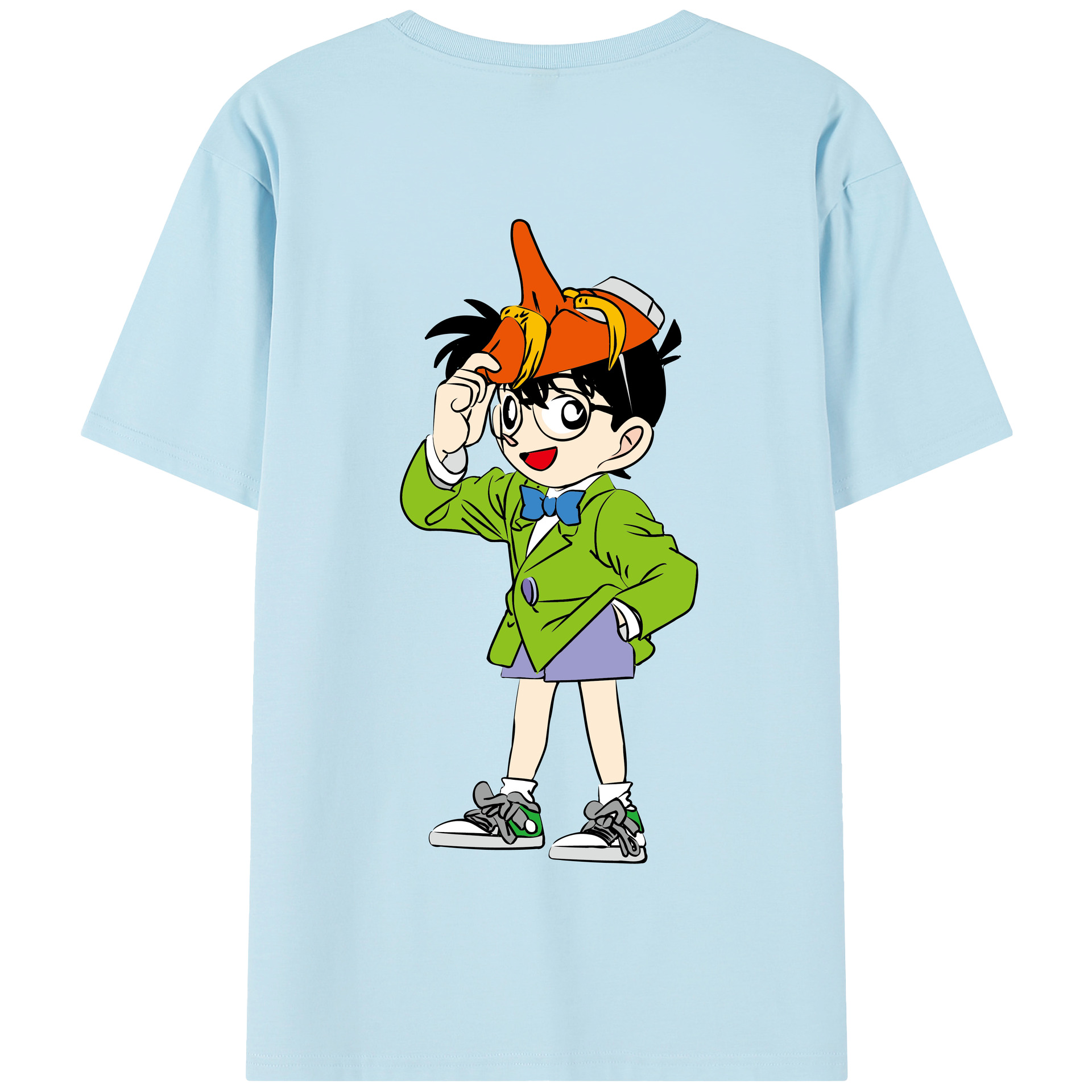 （画像用） 名探偵コナン 江戸川 コナン Detective Conan Conan Edogawa 綿100％半袖Tシャツ（背面プリント）